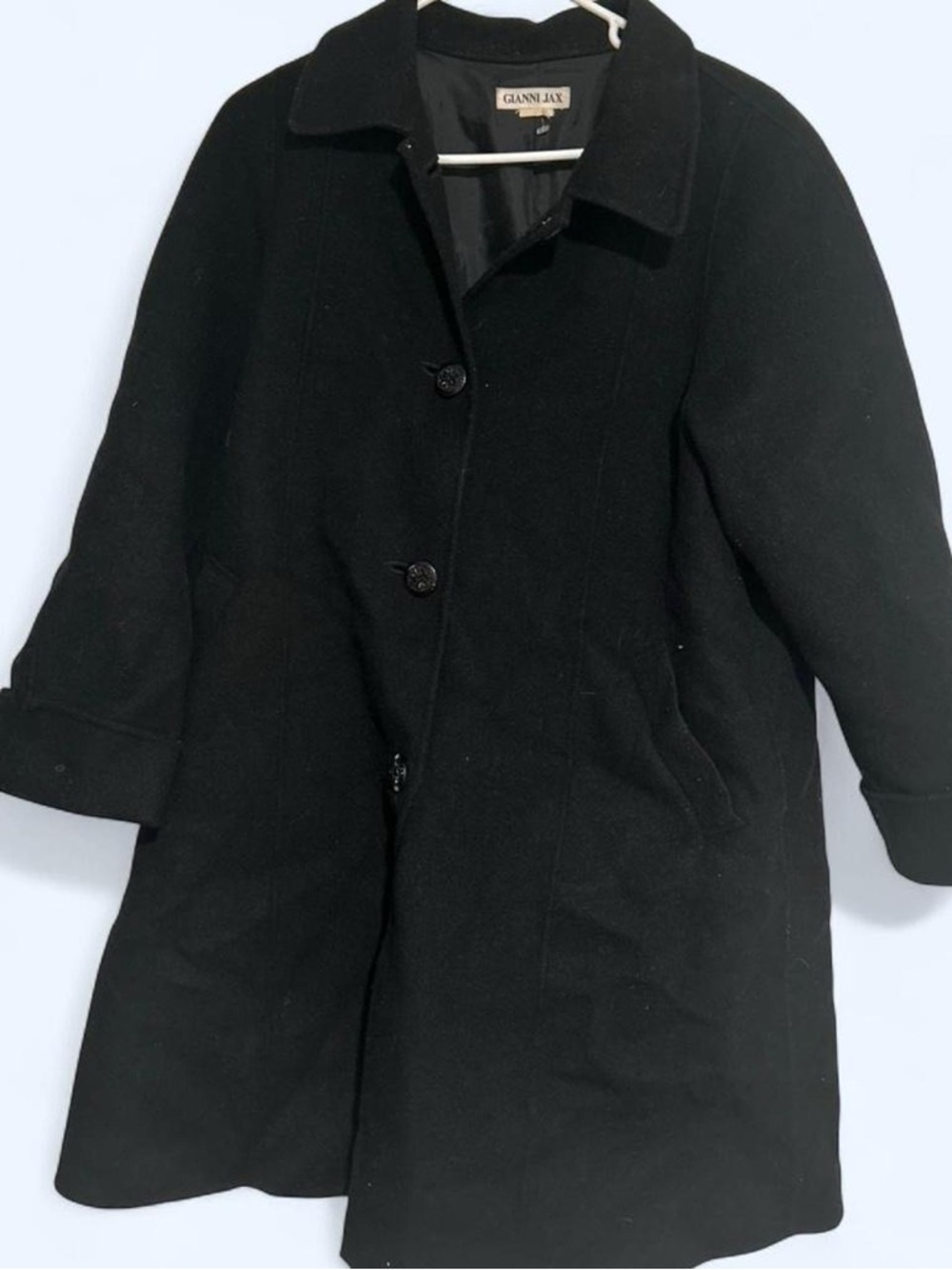 Women's Black Wool Blend Button Front Coat